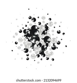 Onda 3D volumétrica. Diseño para la presentación. Elemento de diseño. Bolas negras y grises.