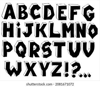 Volumetric Alphabet Prying Marks Vector Illustration Stock Vector ...