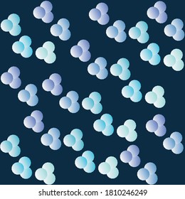Volumetric balls of blue shades on a black background for the web. A dynamic composition of geometric objects of the same size with a gradient color on a contrasting background.