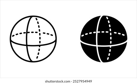 Volumetric basic geometric shapes linear icon set on white background