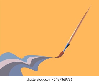 A volumetric brush stroke with a colored rainbow