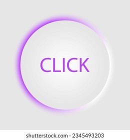 Botón volumétrico con iluminación de color en estilo neomorfista. Diseñado para sitios web, aplicaciones móviles y otros desarrolladores. Vector