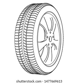 Volumetric car wheel on a white background
