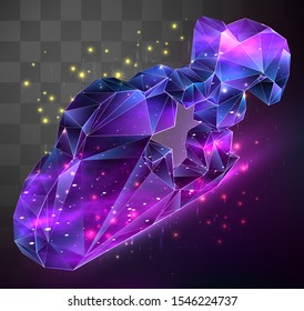 volumetric cloud vector symbol with a piece of the puzzle with space inside on a replaceable translucent background