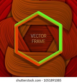 Volumetric colored frame on saturated background in orange shades. Trendy packaging design or cover template.