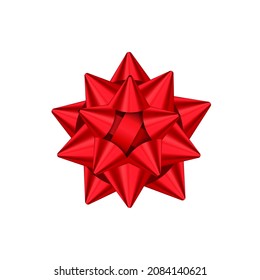 Volumetric decorative red bow from ribbon Christmas and happy new year symbol