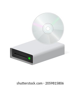 Volumetric disk drive with compact disc icon for personal computer