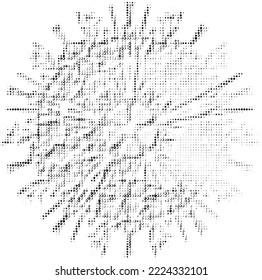 Copo de nieve vectorial vectorial de punto volumétrico. Cristal con motivos florales. Contorno de puntos de polka, puntos, puntos, manchas. El efecto de la nieve, la calma, el abultamiento.