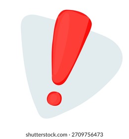 Volumetric exclamation mark concept. Attracting attention, error message. Template for websites, applications and design of information resources. Cherry tomato color. Vector graphics.