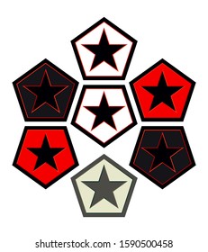 Volumetric Five-Pointed Stars Set. Icon, Sign, Logo, Badge, Design Elements for Your Illustration