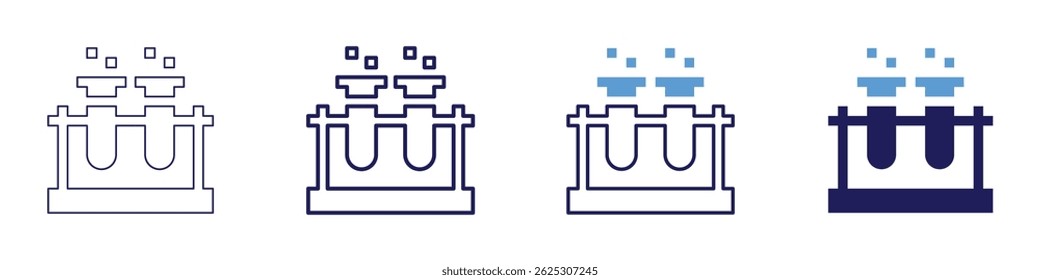 Volumetric flask icon in 4 different styles. Thin Line, Line, Bold Line, Duotone. Duotone style. Editable stroke.