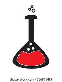 Icono vectorial del matraz volumétrico aislado fondo blanco.