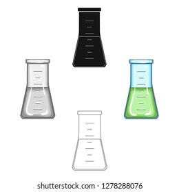 Volumetric flask with liquid.Medicine single icon in cartoon style vector symbol stock illustration web.