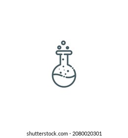 Volumetric Flask Outline Icon - Science and Chemical Elements Icon Vector Illustration Isolated.
