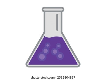 Volumetric flask with purple chemical or mixture