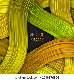 Volumetric frame on saturated background in yellow shades. Trendy packaging design or cover template.