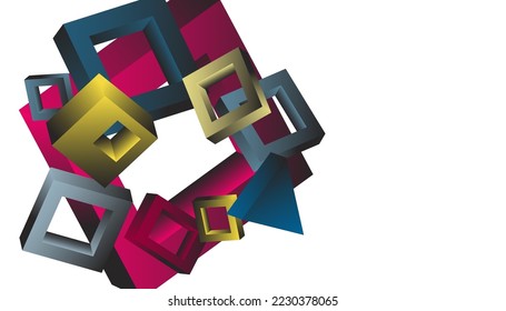 Volumetric geometric shapes. Abstract vector background. Cover design for magazine, book, screensaver, banner.