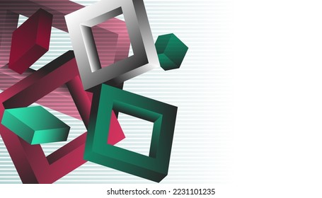 Volumetric geometric shapes. Abstract vector background. Cover design for magazine, book, screensaver, banner.