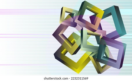 Volumetric geometric shapes. Abstract vector background. Cover design for magazine, book, screensaver, banner.
