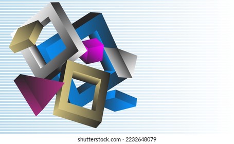 Volumetric geometric shapes. Abstract vector background. Cover design for magazine, book, screensaver, banner.