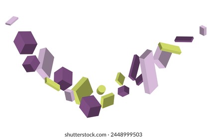 Volumetric geometric shapes. Abstract vector background. Cover design for magazine, book, screensaver, banner.