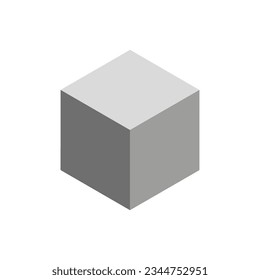 Volumetric gray cube on a white background. Vector illustration. EPS 10.