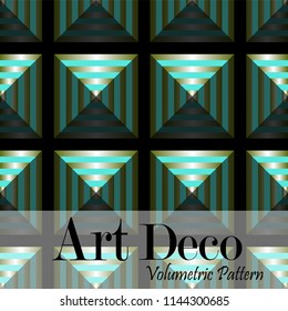 Volumetric green pattern with simple geometric ornate for brand, product, gift or card background