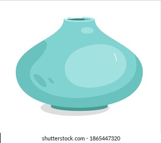 Volumetric handcraft ceramic flower vase isolated on white