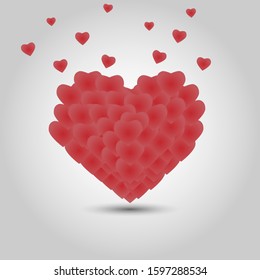 Volumetric heart on a light background. Valentine's Day Greeting Card