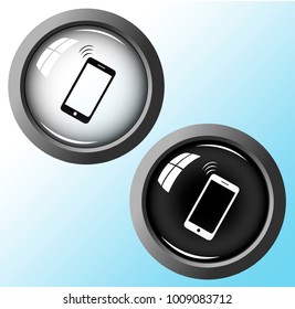 Volumetric icon on the theme of the phone, telephone, cellular, mobile device. Vector image icons in white and black color