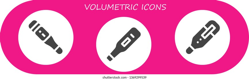 volumetric icon set. 3 filled volumetric icons.  Simple modern icons about  - Thermometer