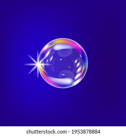 Volumetric image of a soap bubble. The sign is shiny and iridescent. Vector graphics for decoration.
