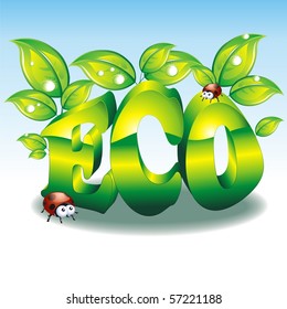 Volumetric letters ECO. Vector illustration