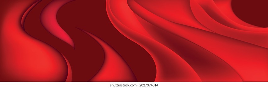 Volumetric lines on a red background - panoramic background