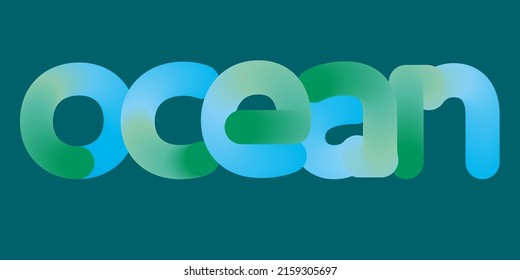 Volumetric logo of the word ocean. Vector