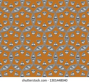 Volumetric metal mosaic on a colored background. design solution for interior decoration, floor steps, walls. Retro elegant  flourishes ornamental frame design and pattern background. Vector. 