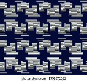 Volumetric metal mosaic on a colored background. design solution for interior decoration, floor steps, walls. Retro elegant  flourishes ornamental frame design and pattern background. Vector. 