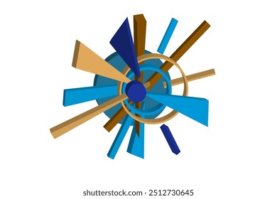 Volumetric multi-colored geometric shapes Abstract geometry. Background or cover design, vector.