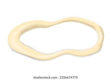 Volumetric oval wavy 3d frame with an empty space in the center with an inflatable yellow beige border