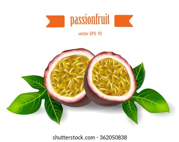 volumetric passion fruit set vector icon illustration isolated
