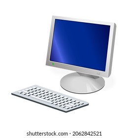 Equipo personal o unidad de sistema volumétrico con monitor y teclado