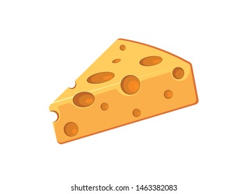 Volumetric piece of cheese vector icon isolated on white background. Cheese slice dairy symbol for website design, logo, logo, template, etc.