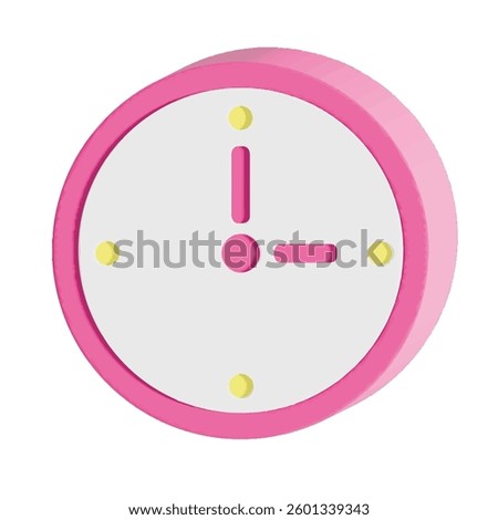 volumetric pink clock on white background, 3d time