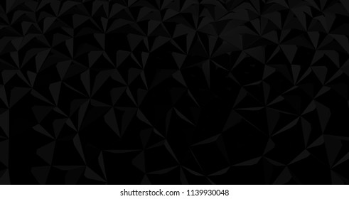 Volumetric polygonal black pattern. Vector luxury abstract grey background. Dark horizontal modern dynamic geometric fond. 