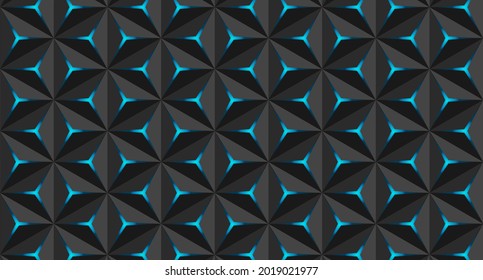 Volumetric polygonal black pattern. Vector luxury abstract black background. Repeating geometric.