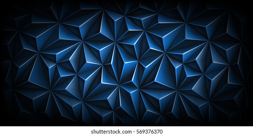 Volumetric polygonal dark blue pattern  Vector luxury abstract background  Modern horizontal dynamic fond  Triangle  Black edges  Backdrop  