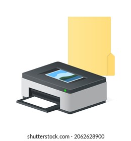 Volumetric printer with folder icon for personal computer or system unit