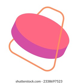 Volumetric puck with frame brochure element design. 3D detail. Vector illustration with empty copy space for text. Editable shapes for poster decoration. Creative and customizable frame