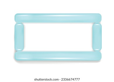 Volumetric rectangular 3d frame with an empty space in the center with an inflatable blue border