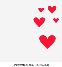 Volumetric red hearts for postcard